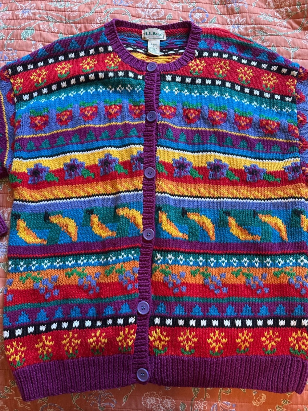 RARE Vintage LL Bean Fruit Cardigan! - Picture 4 of 5